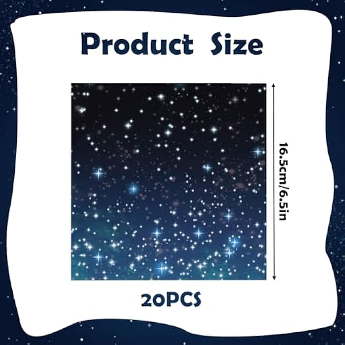 STARRY SKY BIRTHDAY NAPKINS, PACK OF 20 BLUE SPACE PARTY NAPKINS, TABLE DECORATION, 33 X 33 CM PAPER NAPKINS, CHILDREN'S BIRTHDAY PARTY ACCESSORIES FOR GALAXY DECORATION, TABLE NAPKIN - Image 2